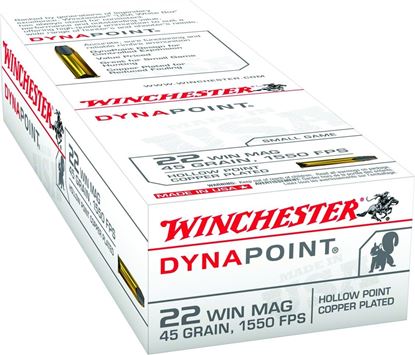Picture of Winchester USA22M Rimfire Ammo 22 MAG, Dynapoint, 45 Grains, 1550 fps, 50 Rounds, Boxed