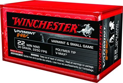 Picture of Winchester S22M2PT Varmint HV Rimfire Ammo 22 MAG, V-Max, 30 Grains, 2250 fps, 50 Rounds, Boxed