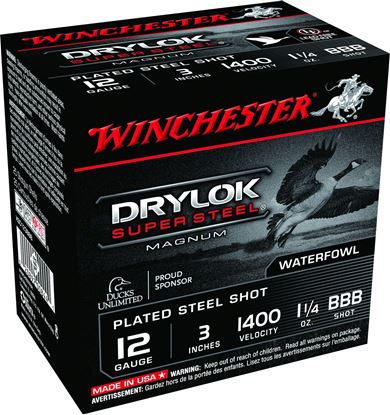 Picture of Winchester XSC123BBB Super-X Drylok Super Steel Shotshell 12 GA, 3 in, No. BBB, 1-1/4oz, Mag Dr, 1375 fps
