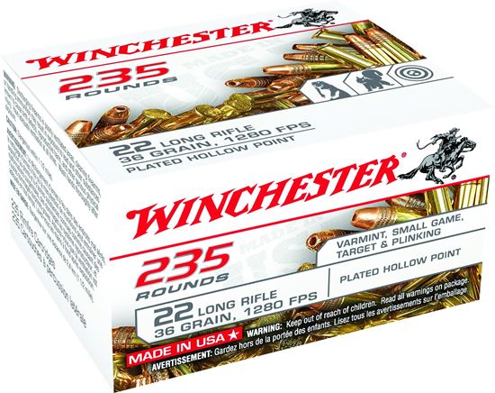 Picture of Winchester USA235LRH Rimfire Ammo 22 LR, CPHP, 36 Grains, 1280 fps, 235 Rounds, Boxed