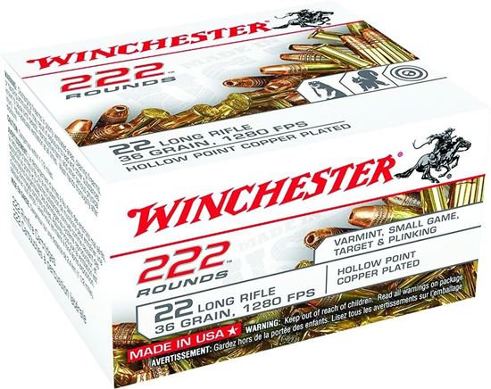 Picture of Winchester 22LR222HP Rimfire Ammo 22 LR, CPHP, 36 Grains, 1280 fps, 222 Rounds, Boxed