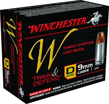 Picture of Winchester W9MMD W Train & Defend Pistol Ammo 9MM, JHP, 147 Gr, 950 fps, 20 Rnd, Boxed