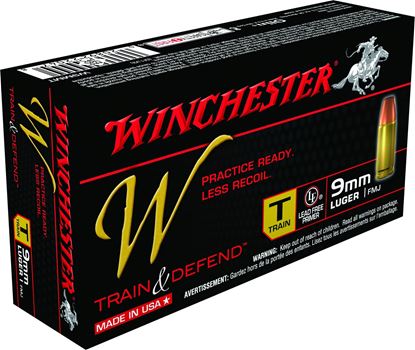 Picture of Winchester W9MMT W Train & Defend Pistol Ammo 9MM, FMJ, 147 Gr, 950 fps, 50 Rnd, Boxed