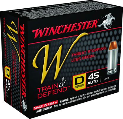 Picture of Winchester W45D W Train & Defend Pistol Ammo 45 ACP, JHP, 230 Gr, 850 fps, 20 Rnd, Boxed