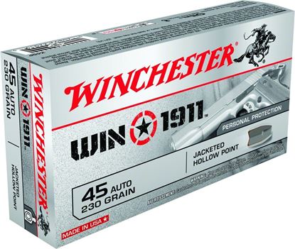Picture of Winchester X45P 1911 Pistol Ammo 45 ACP, JHP, 230 Gr, 880 fps, 50 Rnd, Boxed