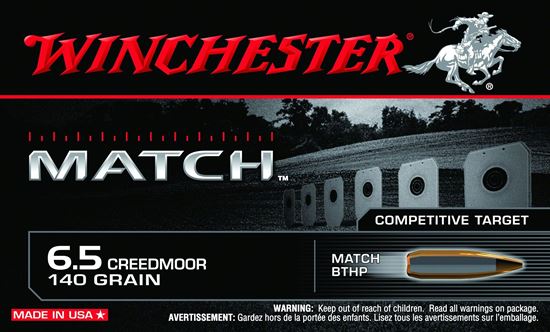 Picture of Winchester S65CM Match Rifle Ammo 6.5 CREED, BTHP, 140 Grains, 2710 fps, 20, Boxed