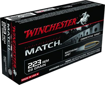 Picture of Winchester S223M2 Match Rifle Ammo 223 REM, BTHP, 69 Grains, 3060 fps, 20, Boxed