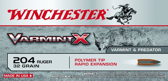 Picture of Winchester X204P Super-X Rifle Ammo 204 RUG, Varmint X, 32 Grains, 4000 fps, 20, Boxed