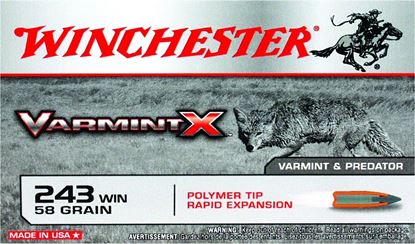 Picture of Winchester X243P Super-X Rifle Ammo 243 WIN, Varmint X, 58 Grains, 3850 fps, 20, Boxed