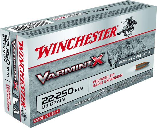 Picture of Winchester X22250PXL Super-X Rifle Ammo 22-250 REM, Varmint X, 55 Grains, 3680 fps, 40, Boxed