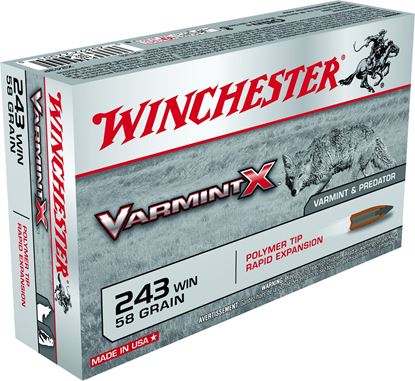 Picture of Winchester X243PXL Super-X Rifle Ammo 243 WIN, Varmint X, 58 Grains, 3850 fps, 40, Boxed
