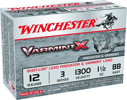 Picture of Winchester X123VBB Varmint-X Predator 12 GA 3" 1-1/2oz Plated Lead BB's Shot w/Shotlok 10Rds 1300FPS