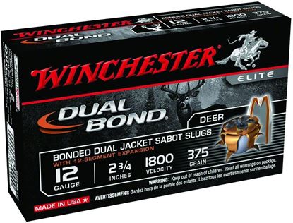 Picture of Winchester SSDB12 Elite Dual Bond Sabot Slugs 12 GA, 2-3/4 in, 55/64oz, 2-3/4 Dr, 1800 fps, 5 Rnd per Box