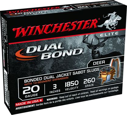 Picture of Winchester SSDB203 Elite Dual Bond Sabot Slugs 20 GA, 3 in, 19/32oz, 3 Dr, 1850 fps, 5 Rnd per Box