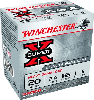 Picture of Winchester XU20H6 Super-X Shotshell 20 GA, 2-3/4 in, No. 6, 1oz, 2-1/2 Dr, 1165 fps, 25 Rnd per Box