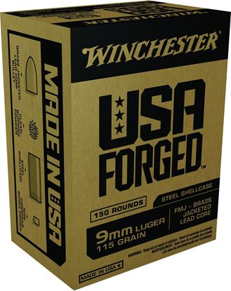 Picture of Winchester WIN9S USA Forged Pistol Ammo 9MM, FMJ, 115 Gr, 1190 fps, 150 Rds Bx