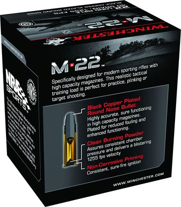 Picture of Winchester S22LRT M-22 Rimfire Ammo 22 LR, LRN, 40 Grains, 1255 fps, 1000 Rounds, Boxed