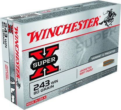 Picture of Winchester X2431 Super-X Rifle Ammo 243 , PSP, 80 Grains, 3350 fps, 20, Boxed