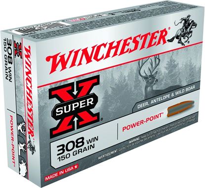 Picture of Winchester X3085 Super-X Rifle Ammo 308 , Power-Point, 150 Grains, 2820 fps, 20, Boxed