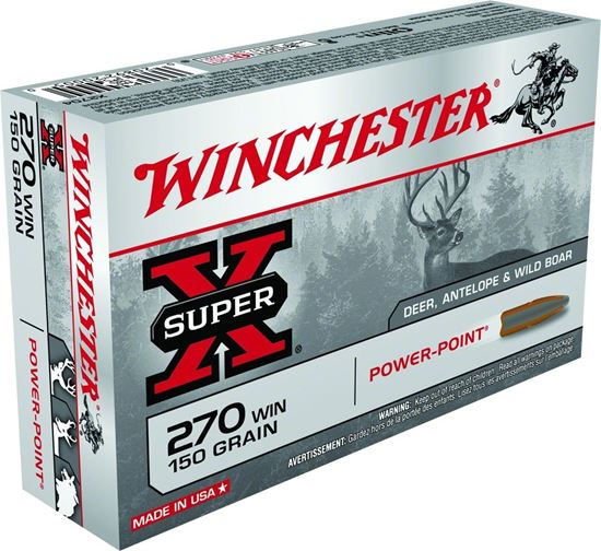 Picture of Winchester X2704 Super-X Rifle Ammo 270 , Power-Point, 150 Grains, 2850 fps, 20, Boxed