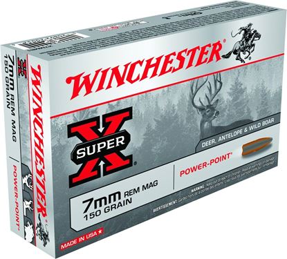 Picture of Winchester X7MMR1 Super-X Rifle Ammo 7MM MAG, Power-Point, 150 Grains, 3090 fps, 20, Boxed