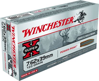 Picture of Winchester X76239 Super-X Rifle Ammo 7.62X39 RUS, Power-Point, 123 Grains, 2365 fps, 20, Boxed