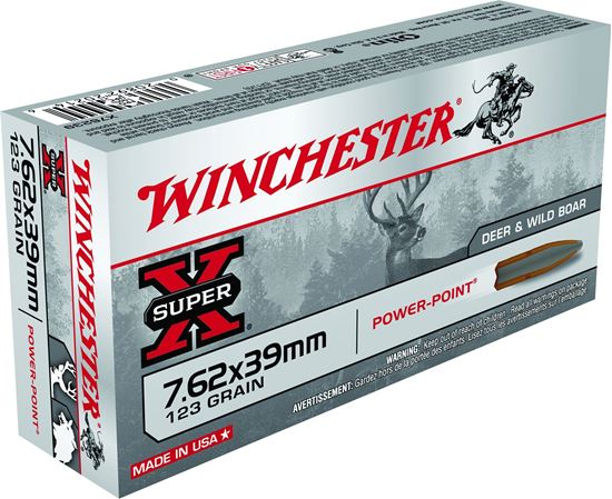 Picture of Winchester X76239 Super-X Rifle Ammo 7.62X39 RUS, Power-Point, 123 Grains, 2365 fps, 20, Boxed