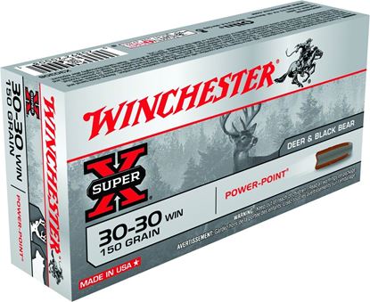 Picture of Winchester X30306 Super-X Rifle Ammo 30-30 , Power-Point, 150 Grains, 2390 fps, 20, Boxed