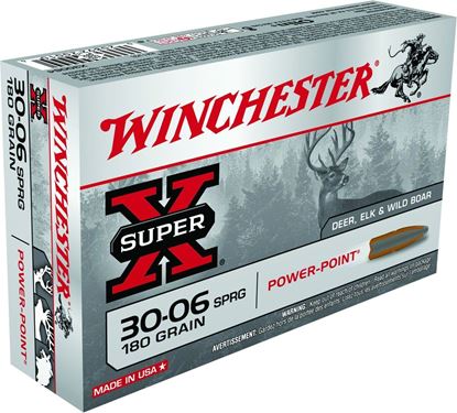 Picture of Winchester X30064 Super-X Rifle Ammo 30-06 SPR, Power-Point, 180 Grains, 2700 fps, 20, Boxed