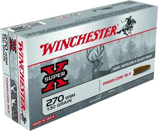 Picture of Winchester X270WSMLF Super-X Rifle Ammo 270 WSM, Power Core, 130 Grains, 3275 fps, 20, Boxed