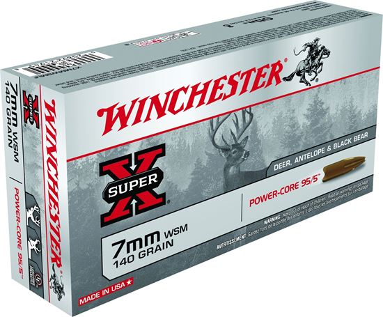 Picture of Winchester X7MMWSMLF Super-X Rifle Ammo 7MM WSM, Power Core, 140 Grains, 3225 fps, 20, Boxed