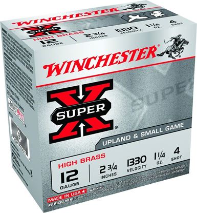 Picture of Winchester X124 Super-X Shotshell 12 GA, 2-3/4 in, No. 4, 1-1/4oz, 3-3/4 Dr, 1330 fps, 25 Rnd per Box