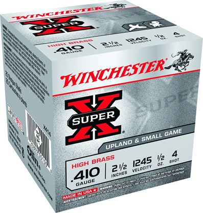 Picture of Winchester X414 Super-X Shotshell 410 GA, 2-1/2 in, No. 4, 1/2oz, Max Dr, 1245 fps, 25 Rnd per Box