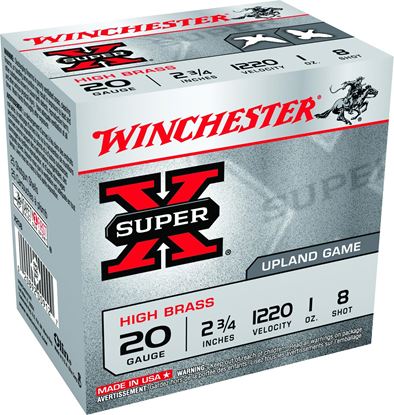 Picture of Winchester X208 Super-X Shotshell 20 GA, 2-3/4 in, No. 8, 1oz, 2-3/4 Dr, 1220 fps, 25 Rnd per Box