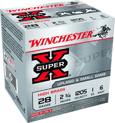 Picture of Winchester X28H6 Super-X Shotshell 28 GA, 2-3/4 in, No. 6, 1oz, Max Dr, 1205 fps, 25 Rnd per Box