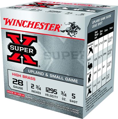Picture of Winchester X285 Super-X Shotshell 28 GA, 2-3/4" 3/4oz High Brass #5 Shot 25Rds 1295FPS