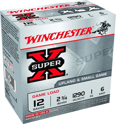 Picture of Winchester XU126 Super-X Shotshell 12 GA, 2-3/4 in, No. 6, 1oz, 3-1/4 Dr, 1290 fps, 25 Rnd per Box