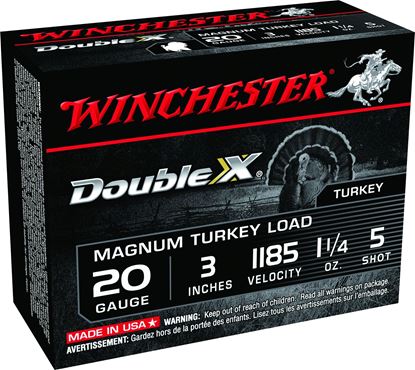 Picture of Winchester X203XCT5 Double X Turkey Shotshell 20 GA, 3 in, No. 5, 1-1/4oz, Max Dr, 1185 fps, 10 Rnd per Box