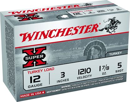 Picture of Winchester X123MT5 Super-X Turkey Shotshell 12 GA, 3 in, No. 5, 1-7/8oz, 1210 fps, 10 Rnd per Box