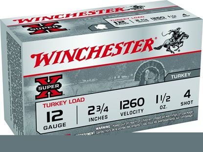 Picture of Winchester X12MT4 Super-X Turkey Shotshell 12 GA, 2-3/4 in, No. 4, 1-1/2oz, 1260 fps, 10 Rnd per Box