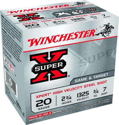 Picture of Winchester WE20GT7 Super-X Xpert Shotshell 20 GA, 2-3/4 in, No. 7, 3/4oz, 1325 fps, 25 Rnd per Box