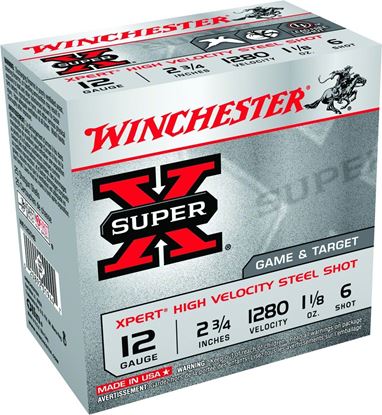 Picture of Winchester WE12GTH6 Super-X Xpert Shotshell 12 GA, 2-3/4 in, No. 6, 1-1/8oz, Max Dr, 1280 fps, 25 Rnd per Box