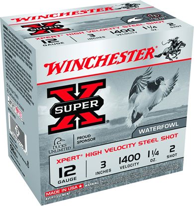 Picture of Winchester WEX123H2 Super-X Xpert Shotshell 12 GA, 3 in, No. 2, 1-1/4oz, 1400 fps, 25 Rnd per Box