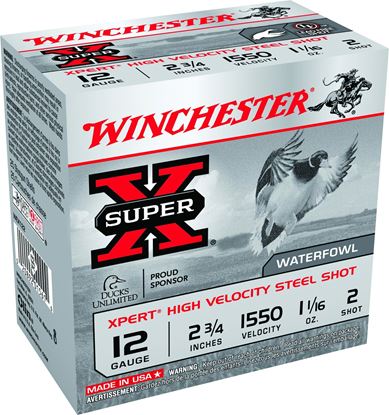 Picture of Winchester WEX122 Super-X Xpert Shotshell 12 GA, 2-3/4 in, No. 2, 1-1/16oz, 1550 fps, 25 Rnd per Box