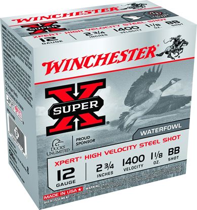 Picture of Winchester WEX12HBB Super-X Xpert Shotshell 12 GA, 2-3/4 in, No. BB, 1-1/8oz, 1400 fps, 25 Rnd per Box