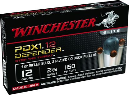 Picture of Winchester S12PDX1 Defender Shotshell 12 GA, 2-3/4 in, No. 00B, 1oz, 1150 fps, 10 Rnd per Box