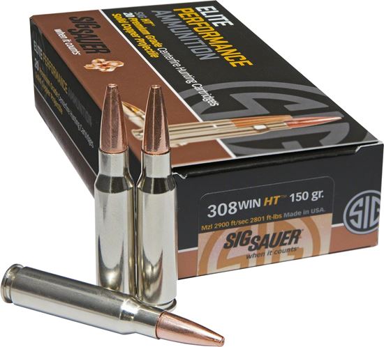 Picture of Sig Sauer E308H1-20 Elite Performance Hunting HT Ammo, 308 Win, 150Gr, Box/20