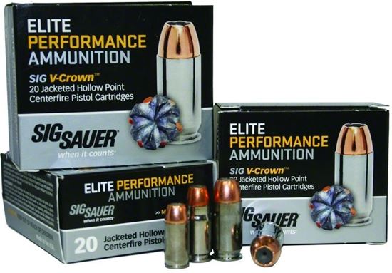 Picture of Sig Sauer E38SU1-20 Elite V-Crown Performance Pistol Ammo 38 SPR, JHP, 125 Gr, 1230 fps, 20 Rnd, Boxed