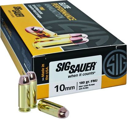 Picture of Sig Sauer E10MB1-50 Elite Performance Pistol Ball Ammo 10MM, FMJ, 180 Gr, 1250 fps, 50 Rnd, Boxed