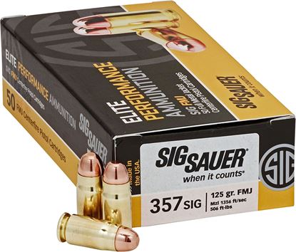 Picture of Sig Sauer E357B1-50 Elite Performance Pistol Ball Ammo 357, FMJ, 124 Gr, 1356 fps, 50 Rnd, Boxed